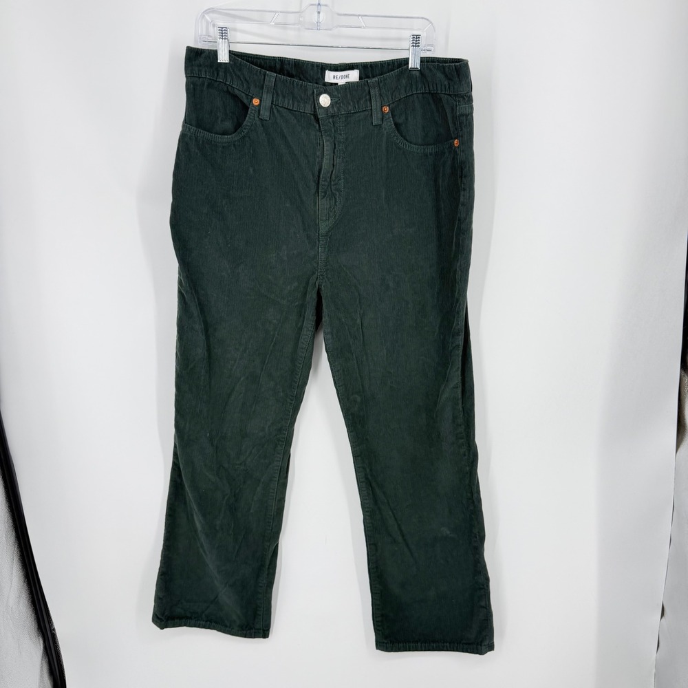 RE/DONE‎ 70s Straight Corduroy Pants Mens 32 x 27.5 Washed Dark Moss Green